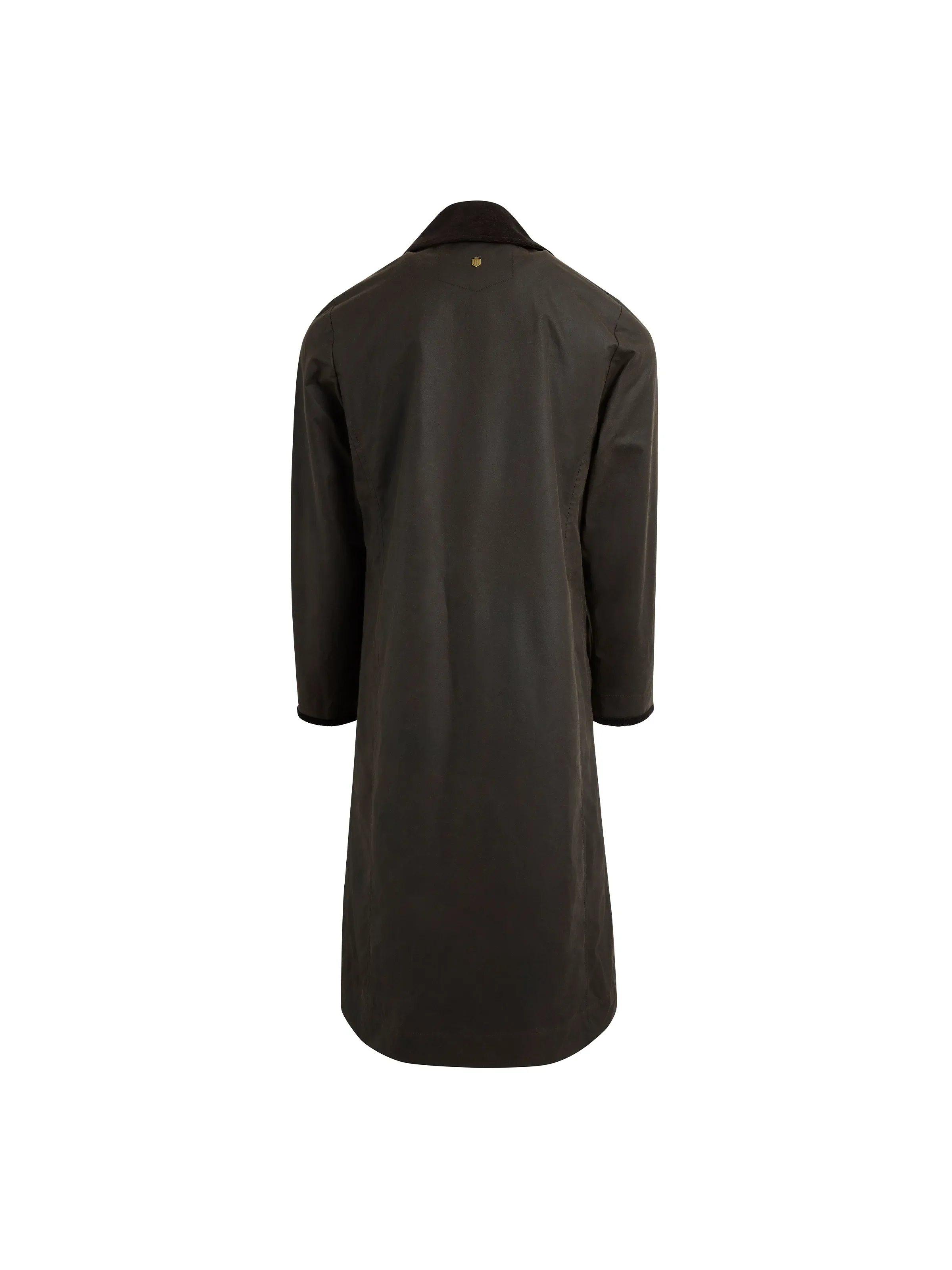 Edith Wax Longline Coat - Dark Khaki - Image 3
