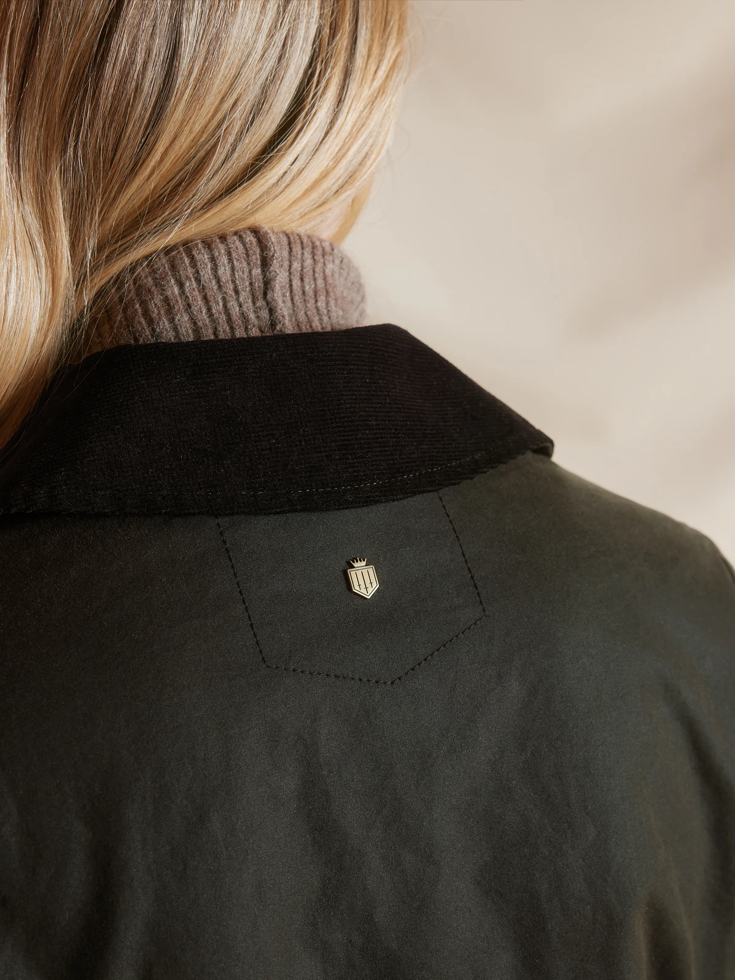 Edith Wax Longline Coat - Dark Khaki - Image 7