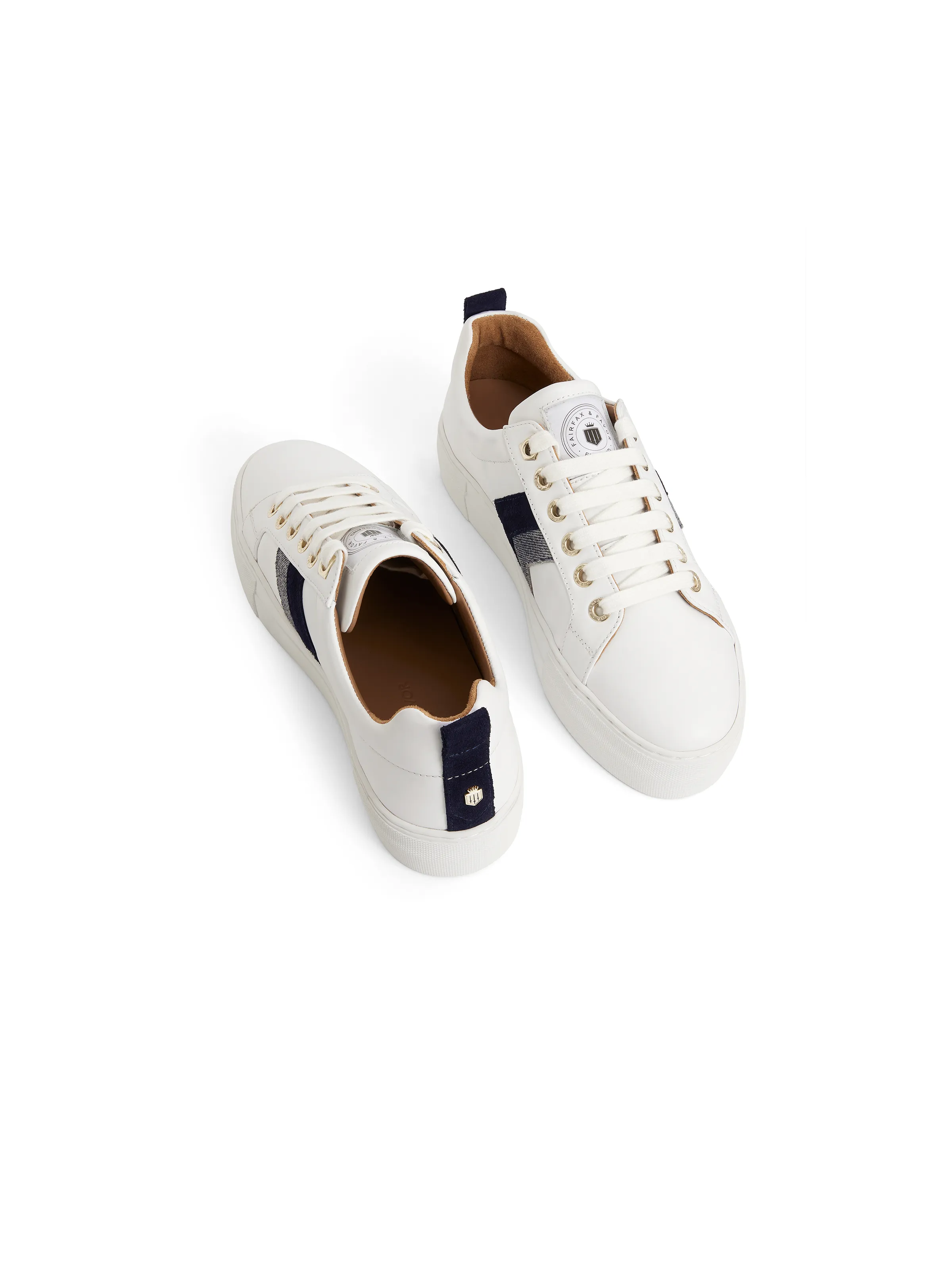 Alexandra Platform - White - Navy & Denim Suede - Image 4