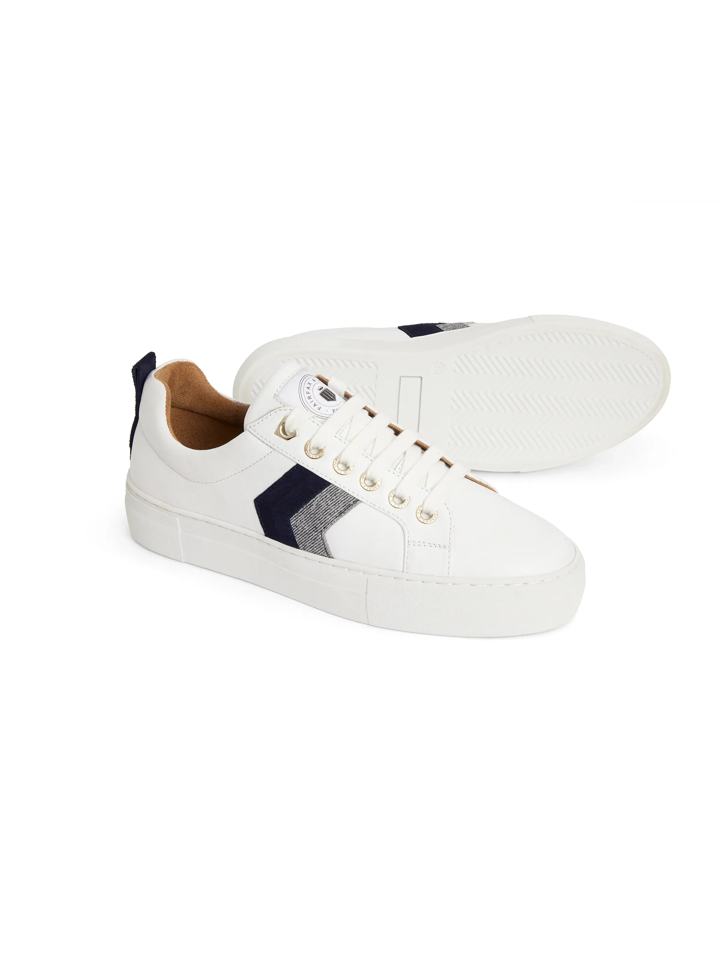 Alexandra Platform - White - Navy & Denim Suede - Image 5