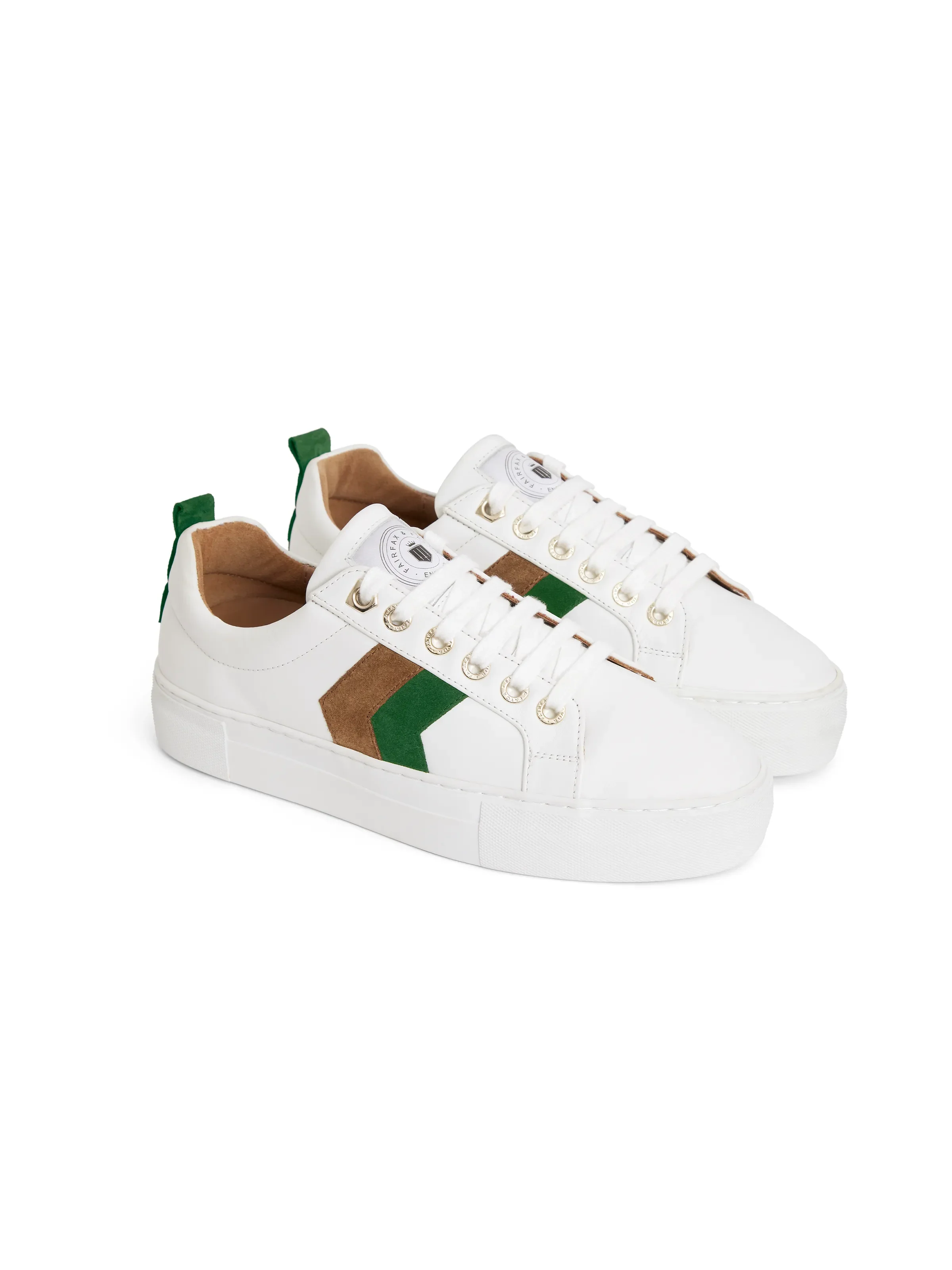 Alexandra Platform - White Leather with Clover Green & Tan (Stockist Exclusive) - Image 3
