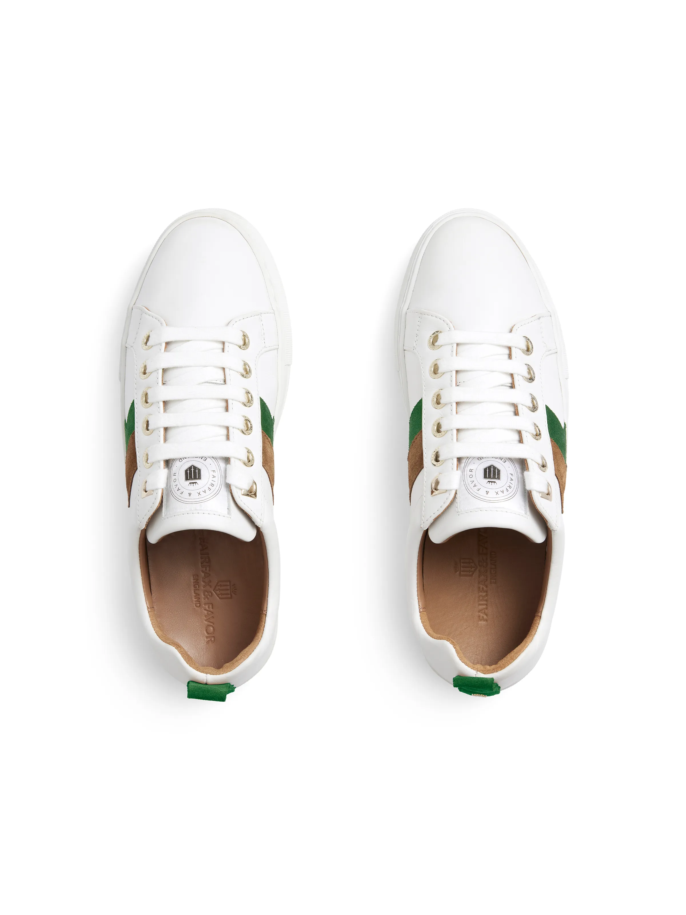 Alexandra Platform - White Leather with Clover Green & Tan (Stockist Exclusive) - Image 4