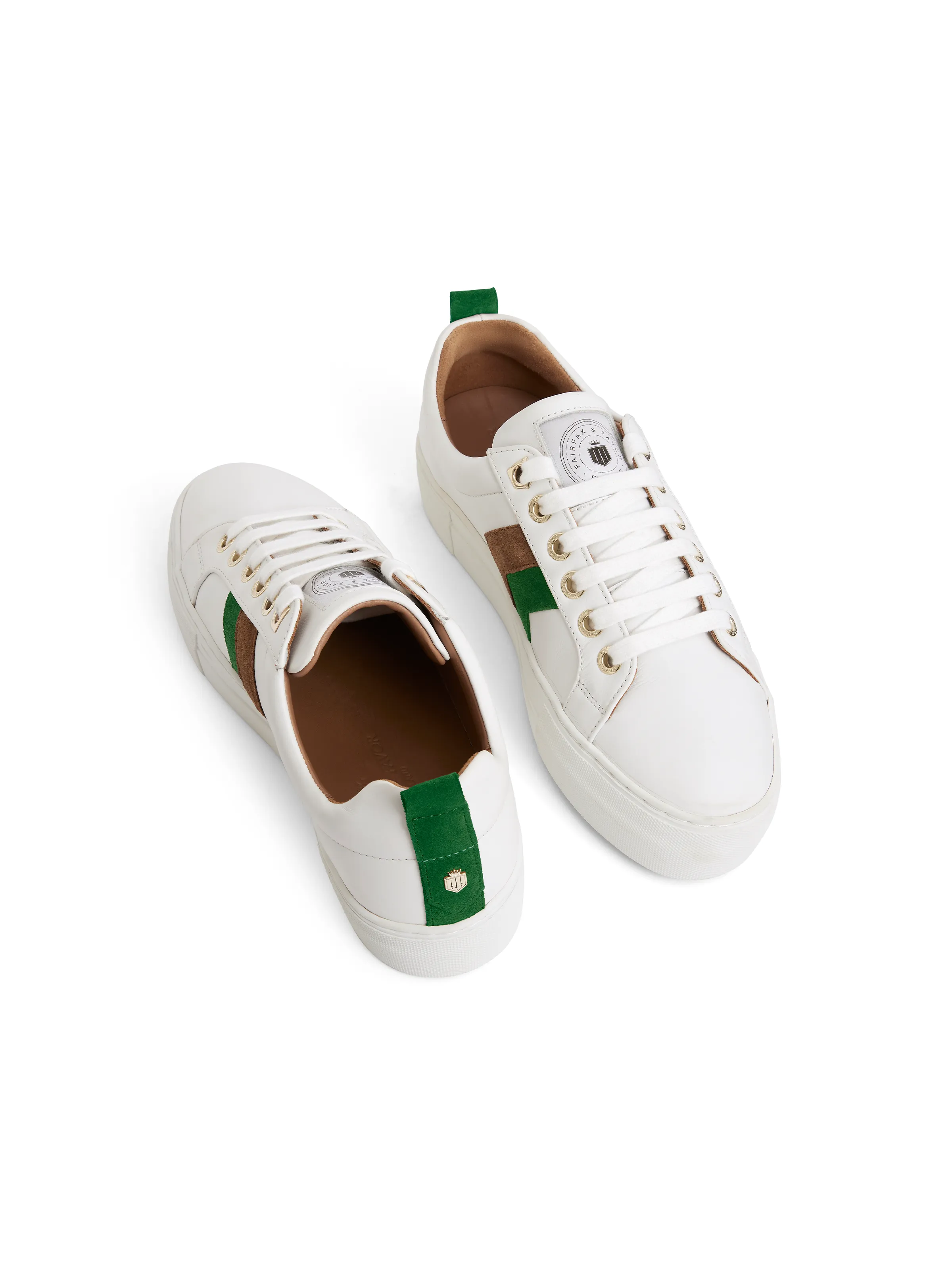 Alexandra Platform - White Leather with Clover Green & Tan (Stockist Exclusive) - Image 5