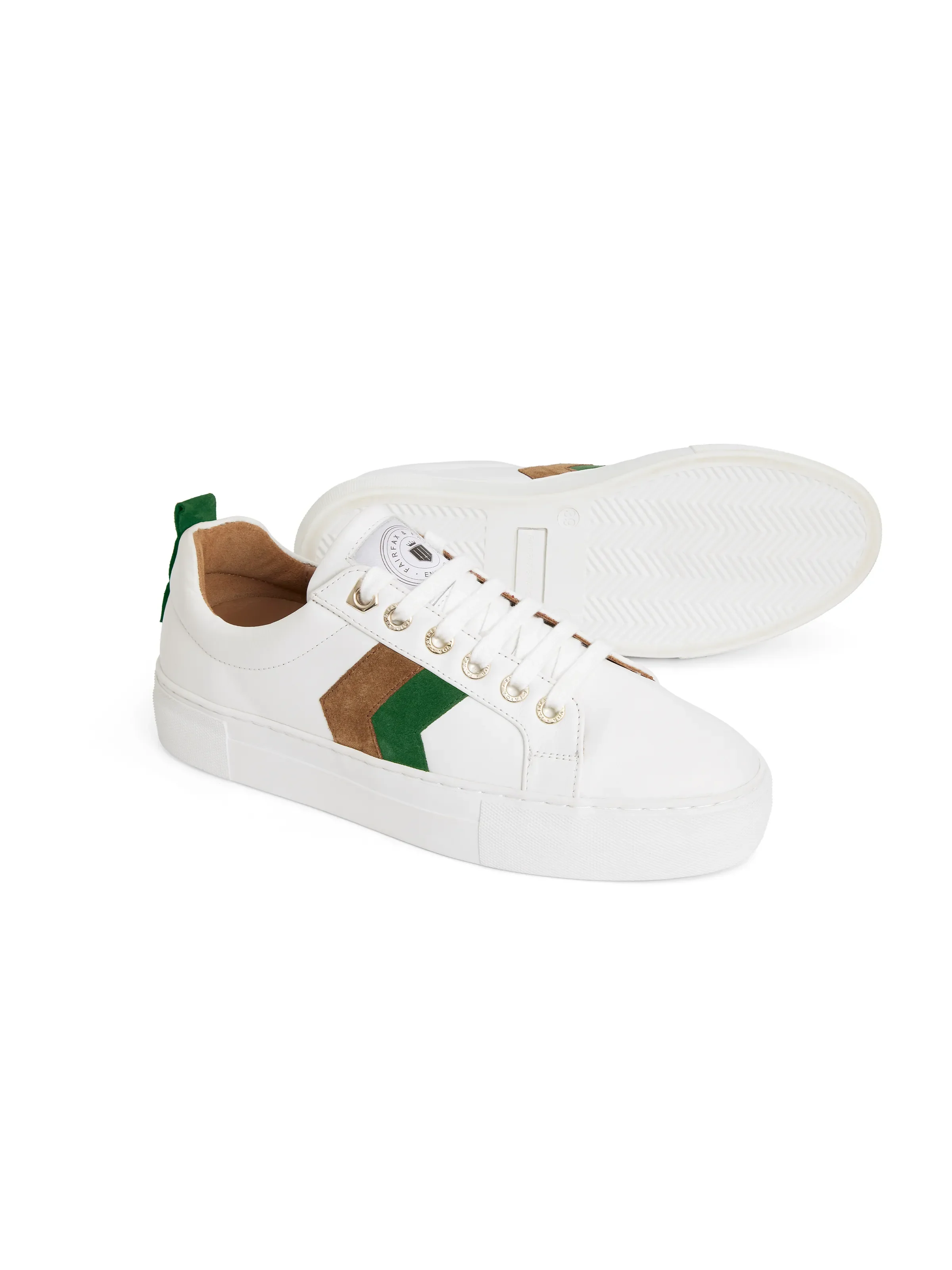 Alexandra Platform - White Leather with Clover Green & Tan (Stockist Exclusive) - Image 6