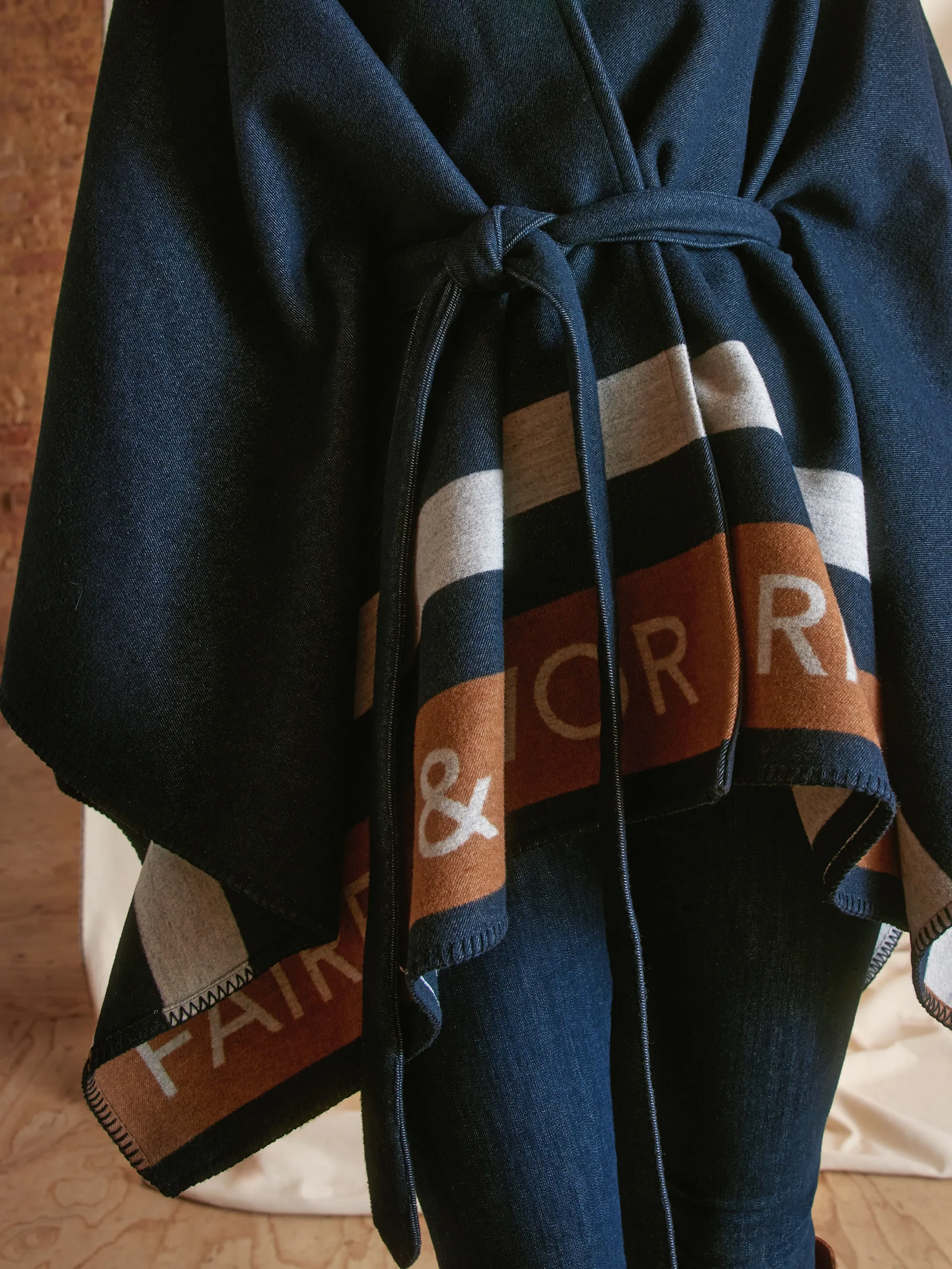 Rachel Cape - Navy Tri-Colour Wool - Image 5