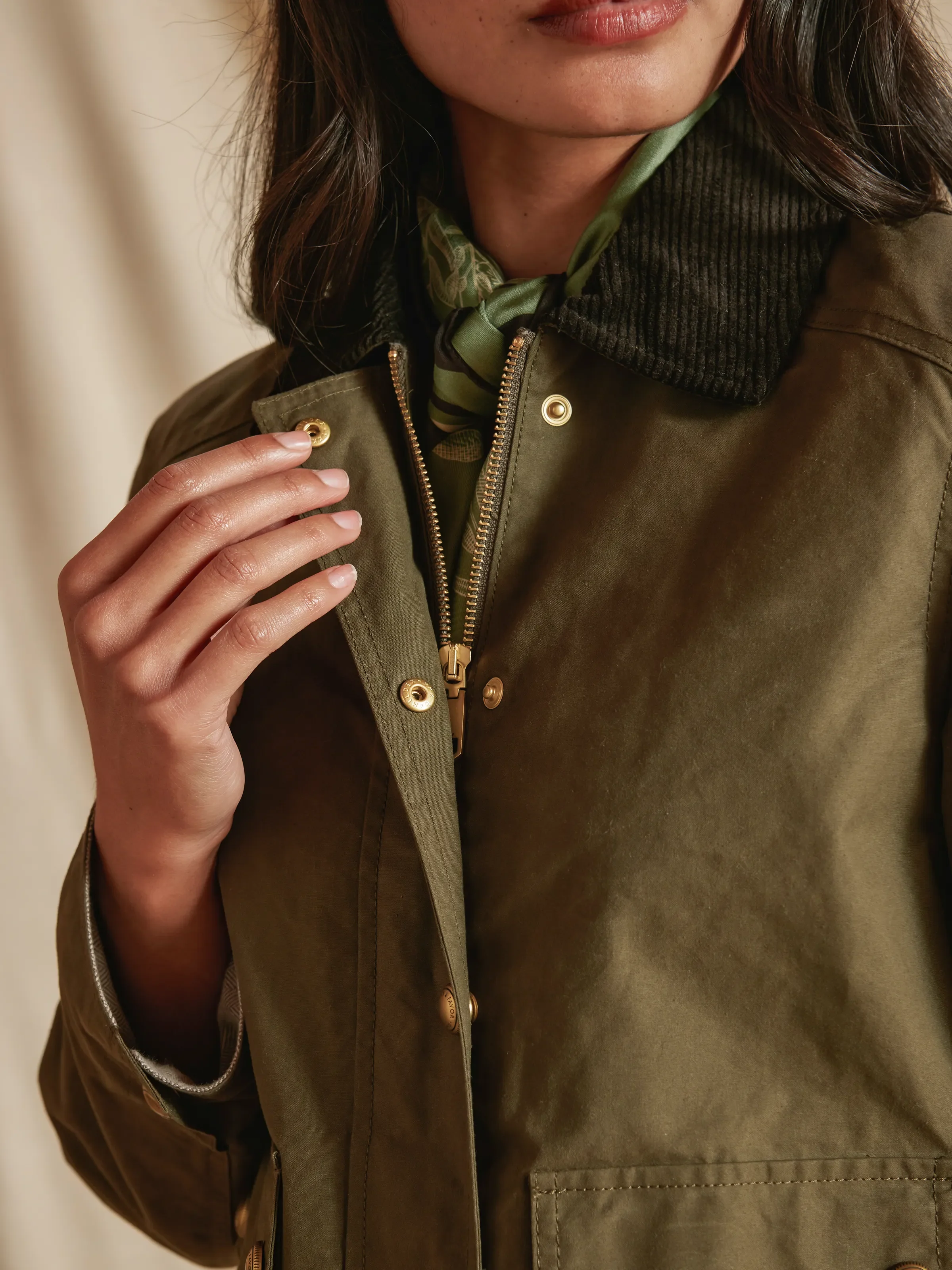 Tabitha Wax Jacket - Khaki - Image 4