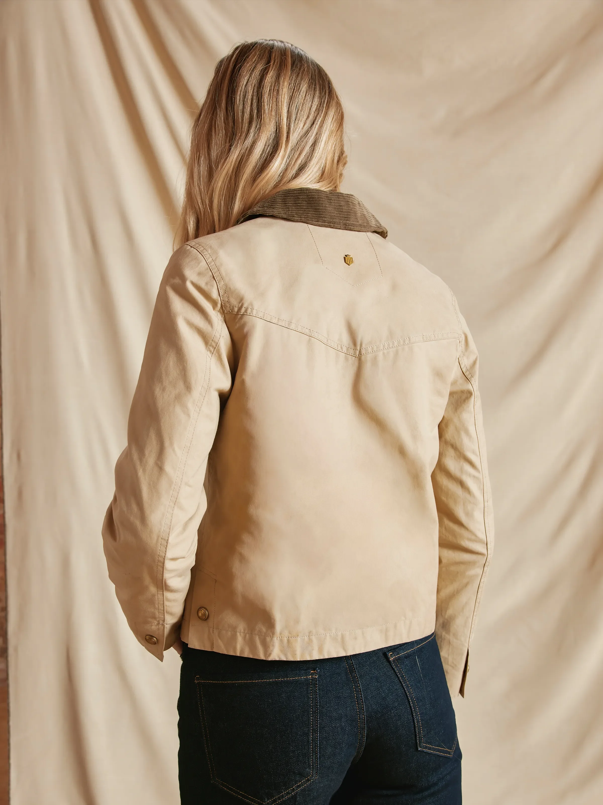 Tabitha Short Wax Jacket - Oatmeal - Image 5