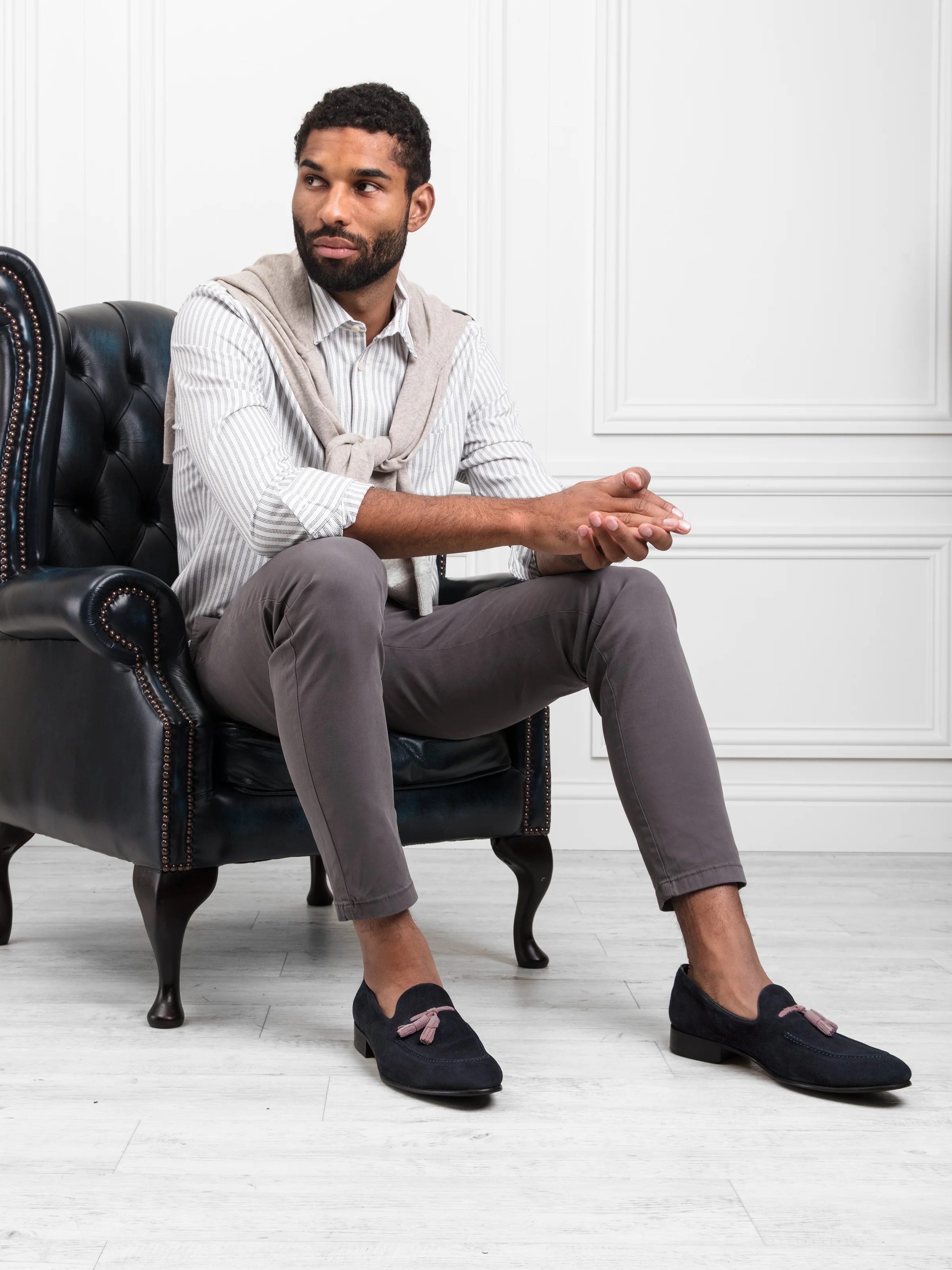 Bedingfeld - Navy & Pink Suede - Image 3