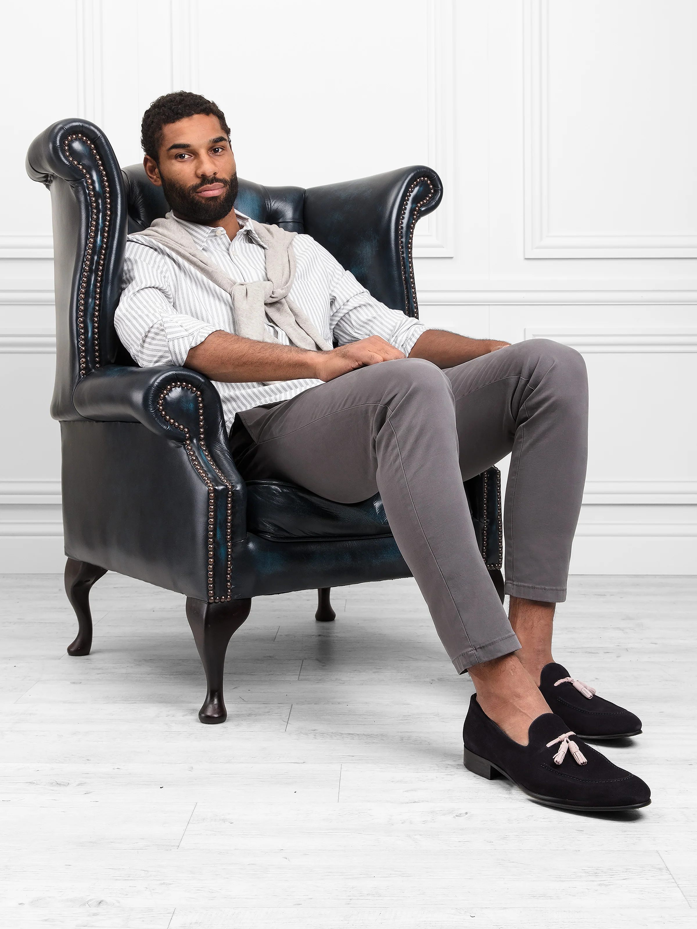 Bedingfeld - Navy & Pink Suede - Image 6