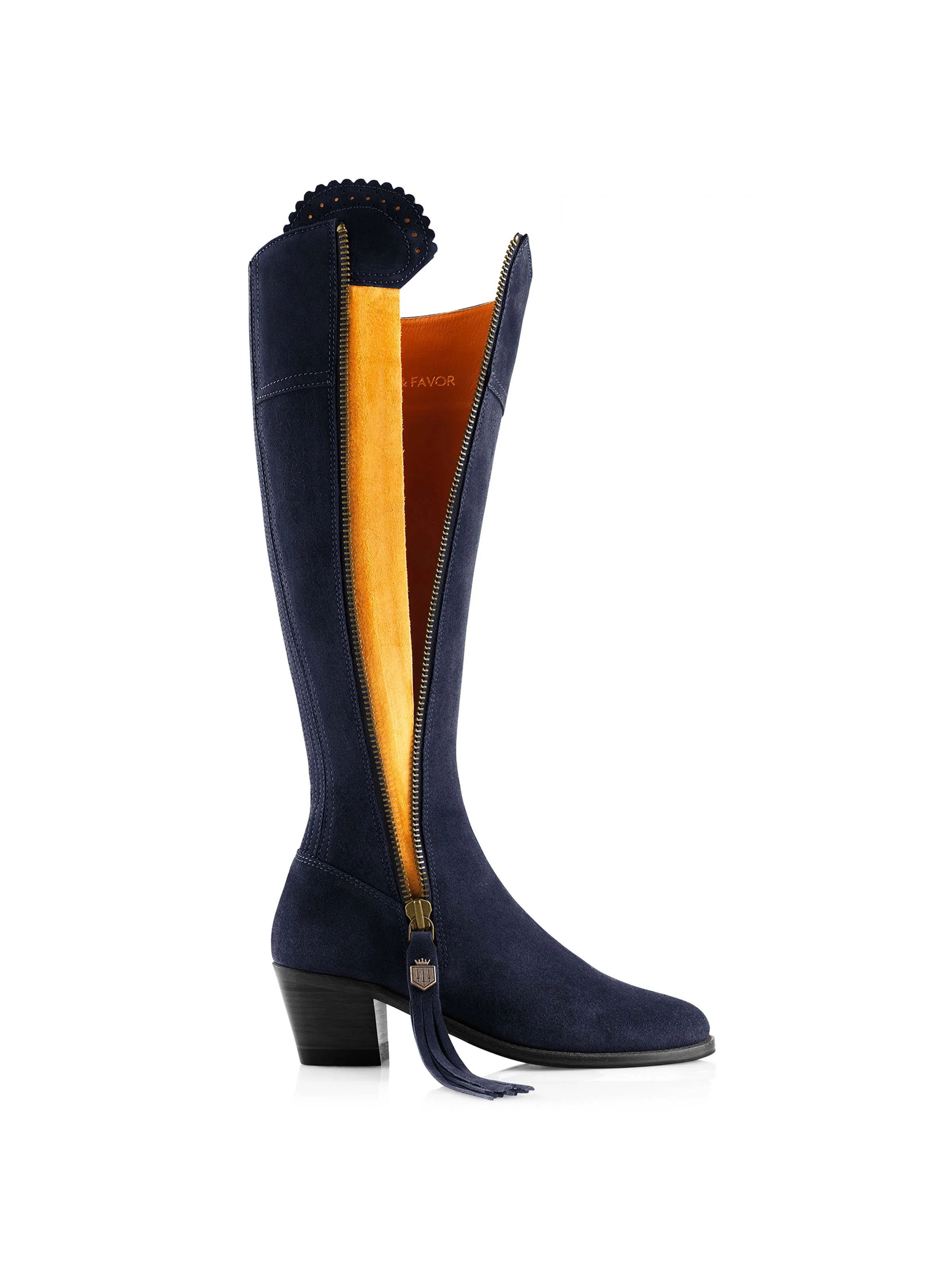 Heeled Regina (Narrow Fit) - Navy Blue Suede - Image 3
