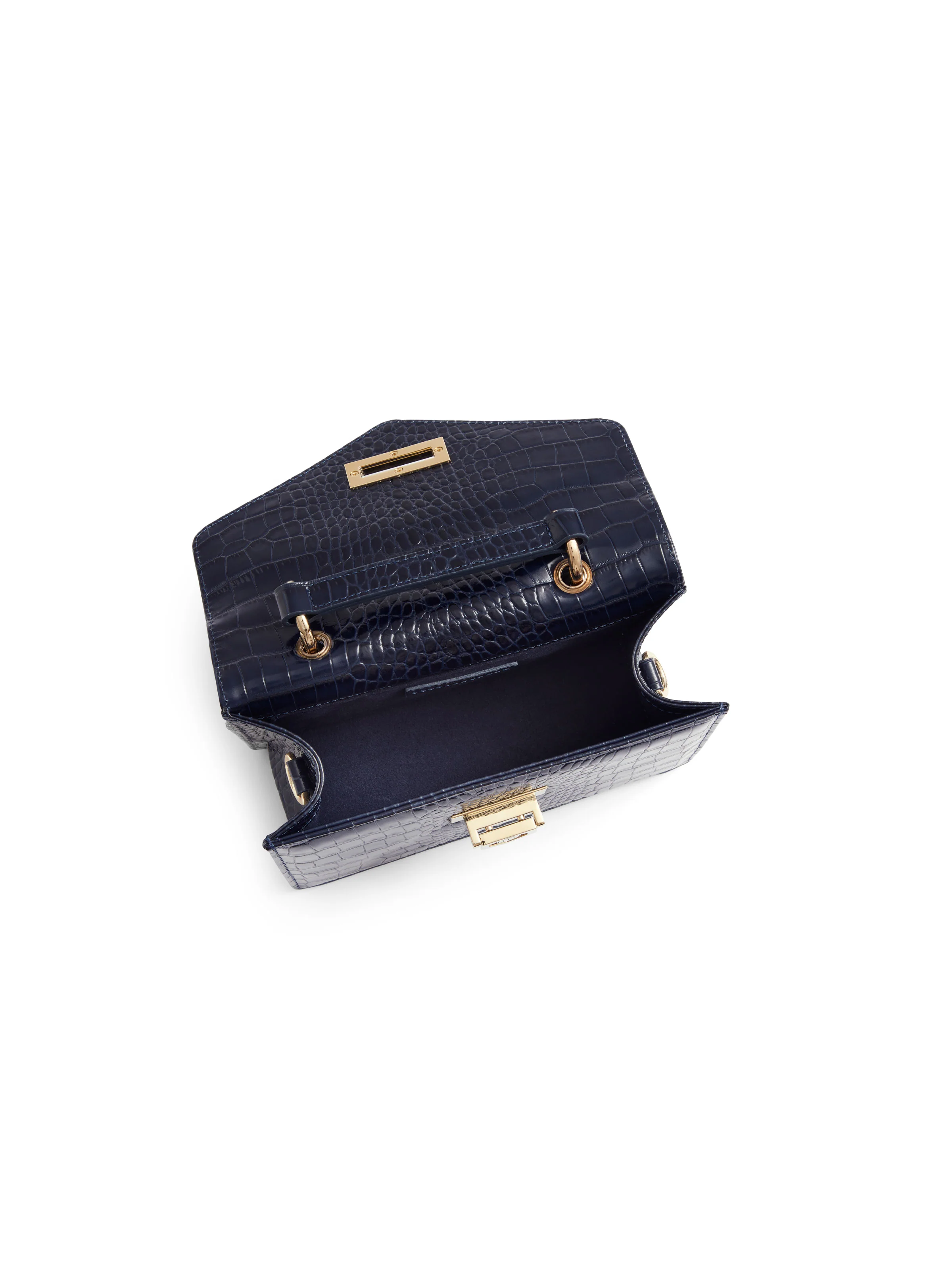 Loxley Mini Crossbody Bag - High Shine Navy Croc - Image 3