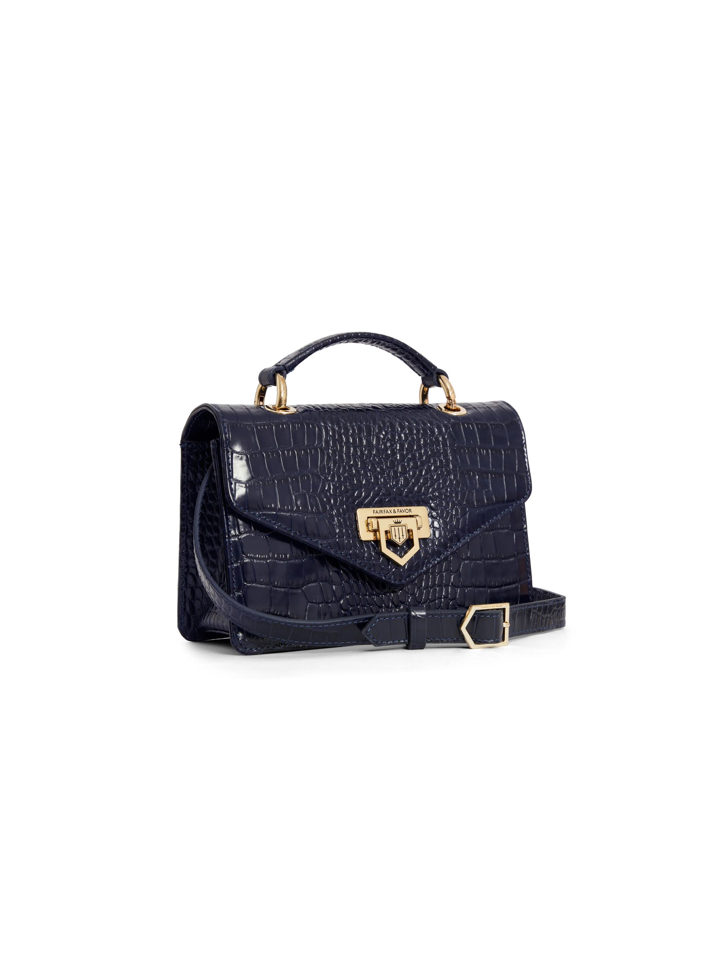 Loxley Mini Crossbody Bag - High Shine Navy Croc - Image 4