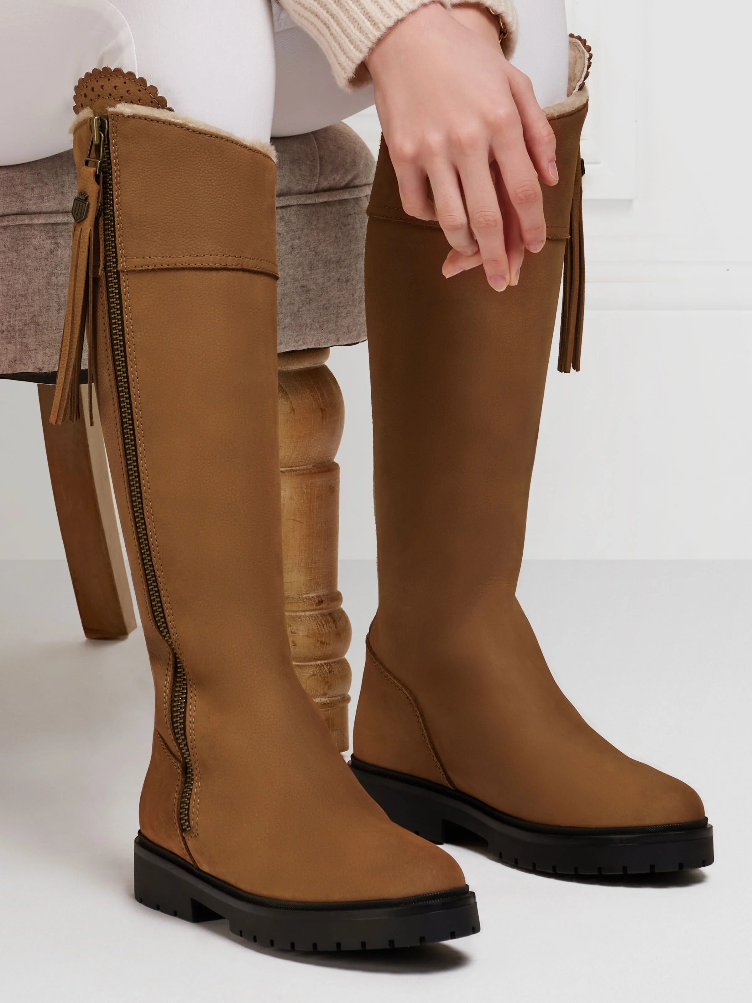 Shearling Lined Regina (Regular Fit) - Cognac Nubuck - Image 7