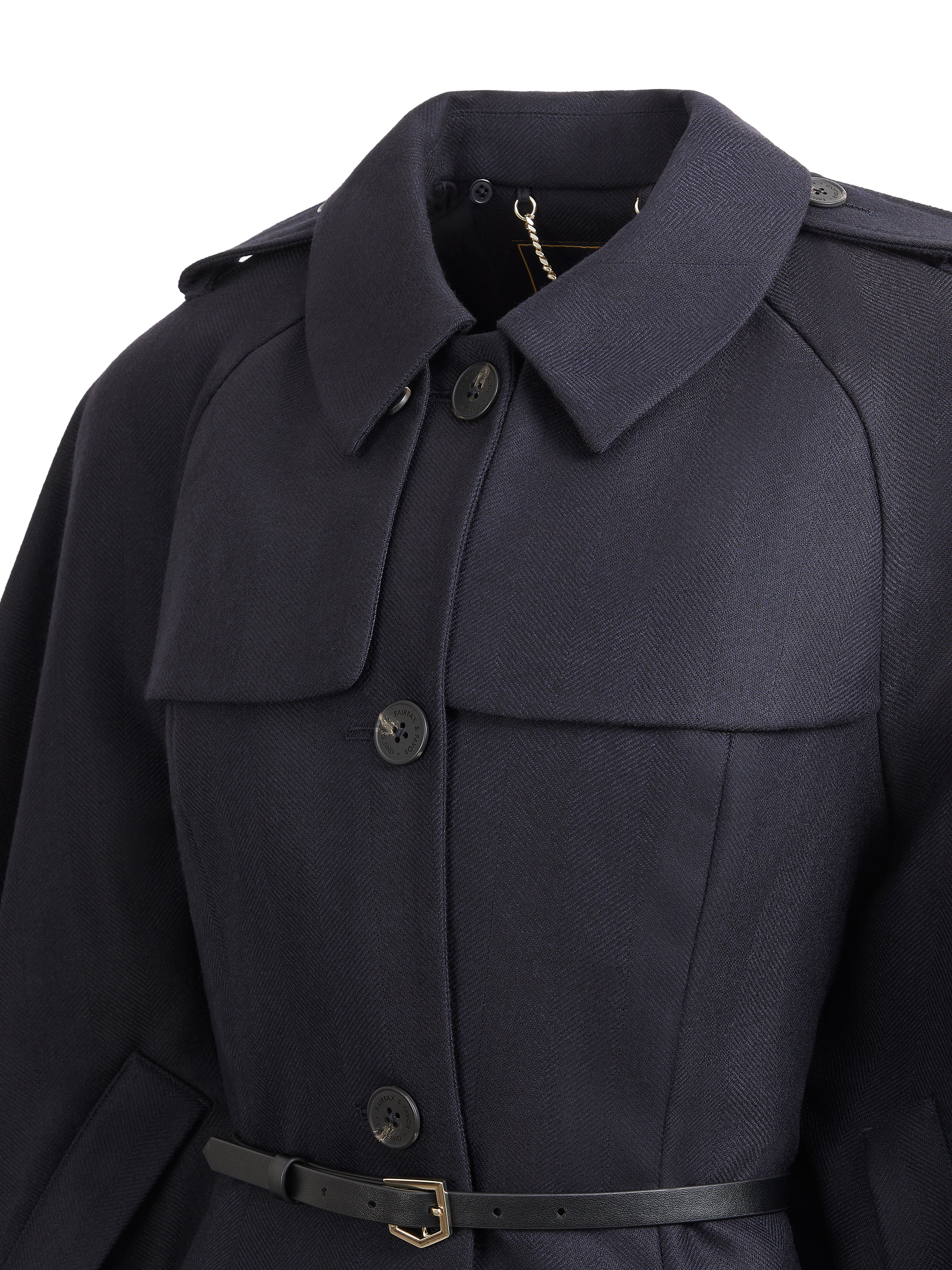 Sienna Wool Cape - Navy - Image 5