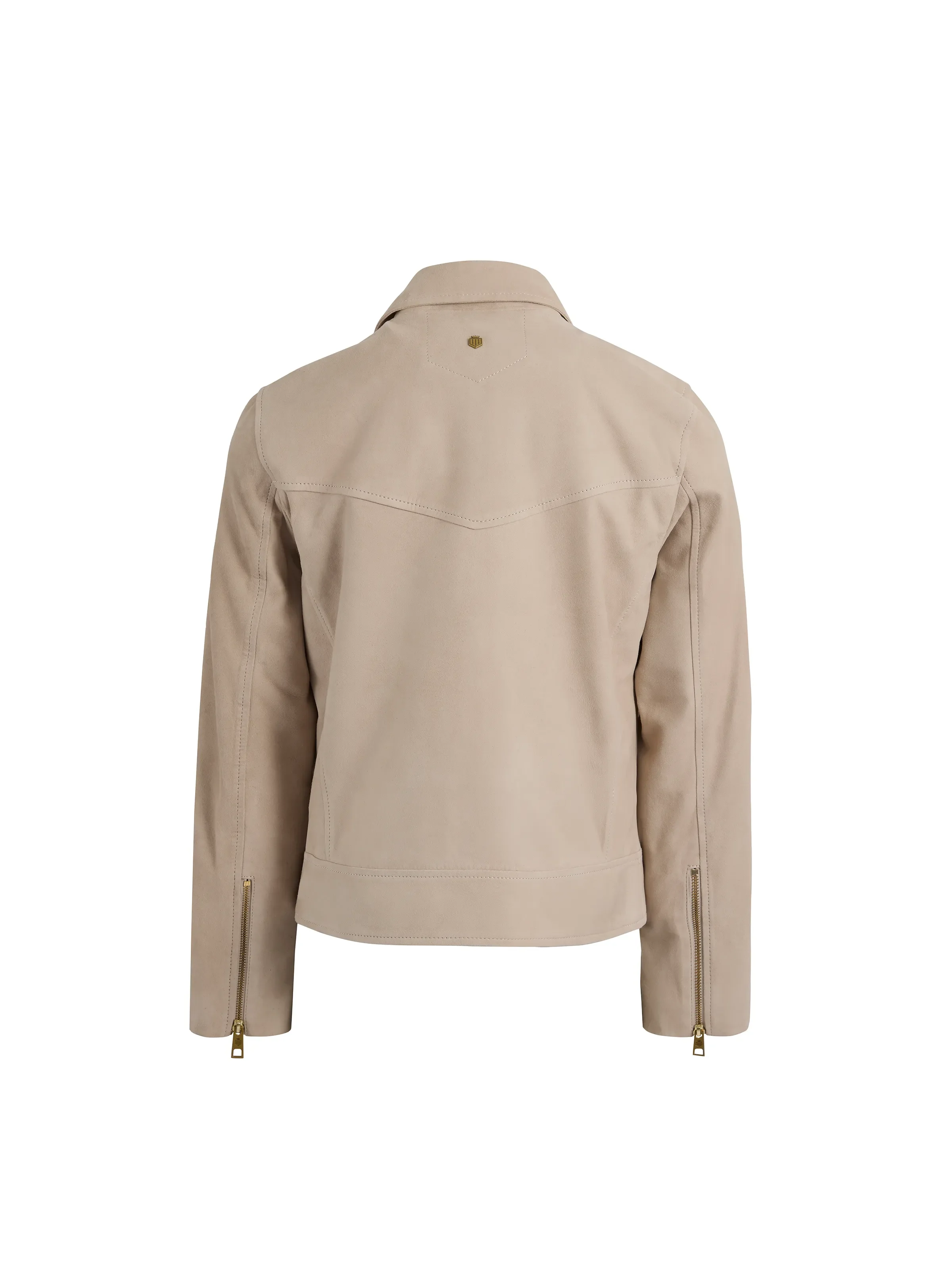 Thea Biker Jacket - Stone Suede - Image 3
