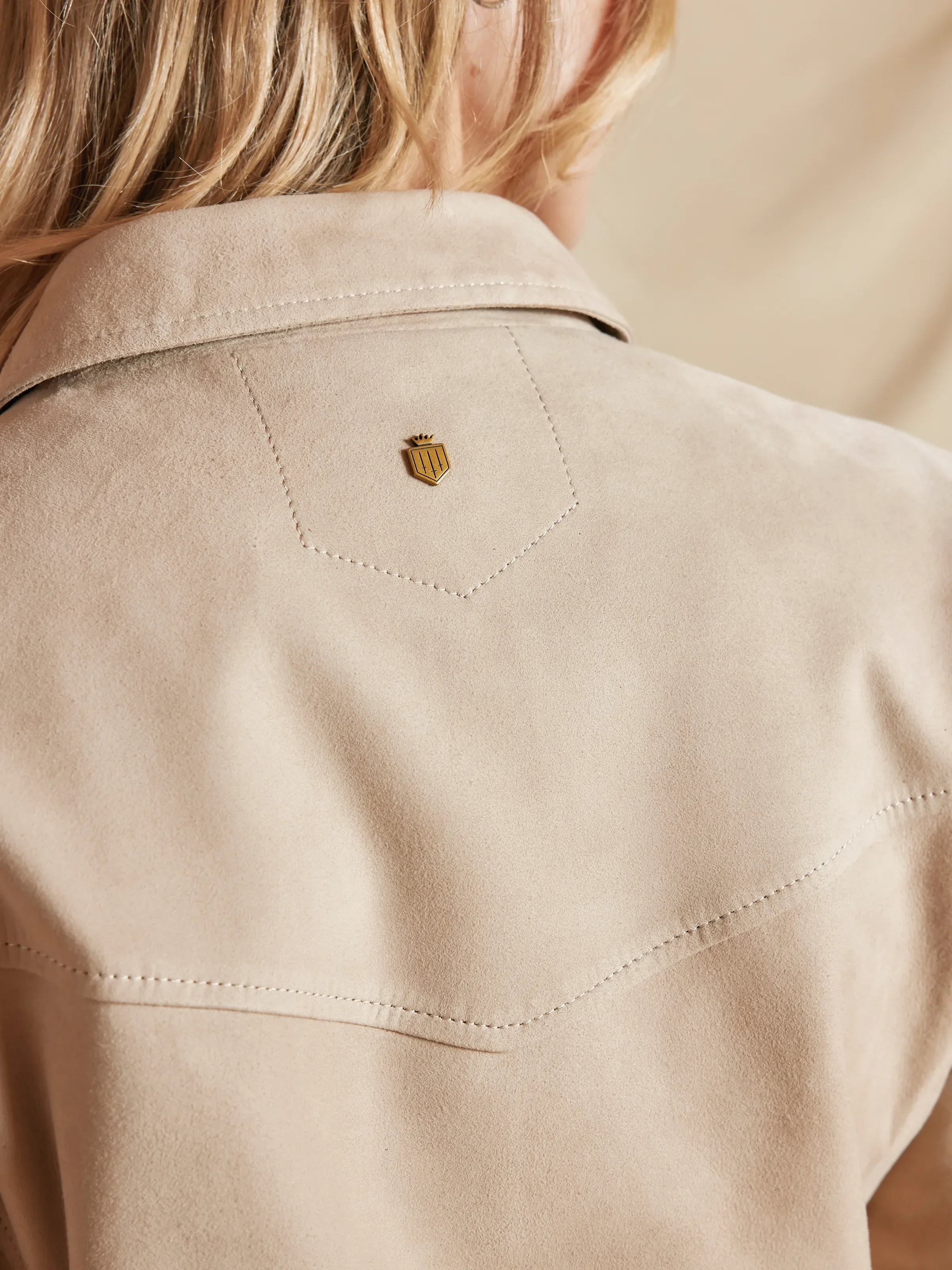 Thea Biker Jacket - Stone Suede - Image 6